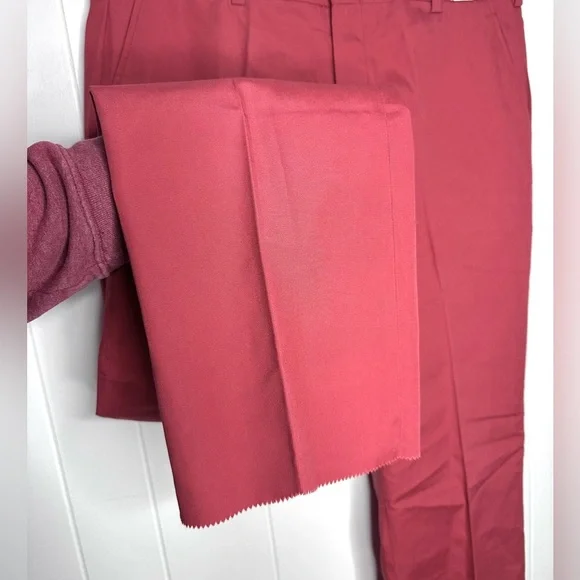 NEW Vintage Halrin Pants Un-hemmed - Solid Pink Retro Cotton Blend Slacks - Picture 6 of 12